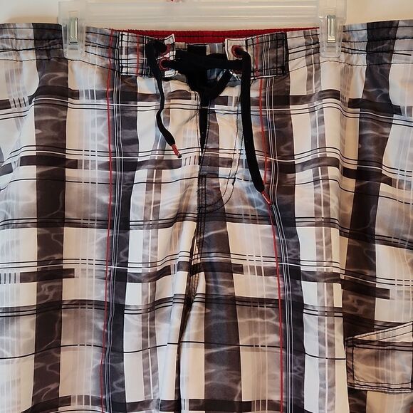 Speedo Swim Trunks Shorts Bathing Suit Lined Black/White Men's Sz Large EUC NICE - Picture 4 of 12